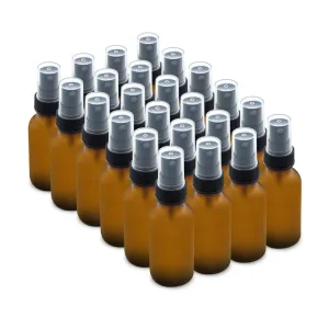 The Bottle Depot - 24 Pack - 1 oz Glass Spray Bottle - Amber Frosted - 20-400 Neck Finish - Boston Round Bottles - UV Rays Protection