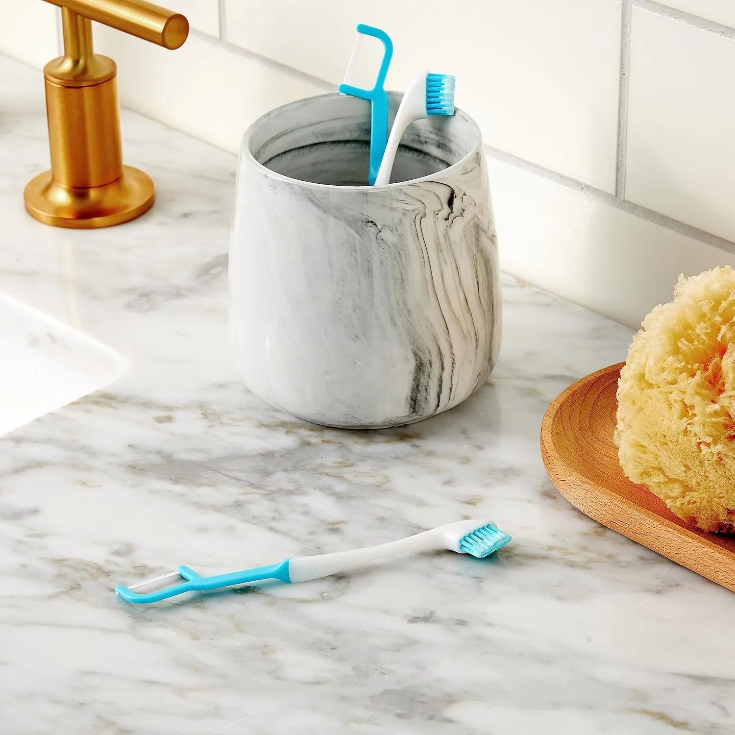 The Evolution of Oral Care | 4-in-1 Tool (Paste   Brush   Floss   Pick) | Individually Wrapped | Disposable | Prepasted Travel Toothbrushes | Small Adult Toothbrush - (24-Pack)