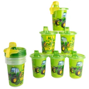 The First Years Take & Toss John Deere Sippy Cups - Reusable Toddlers Cups with Lids - Kids Party Pack with 2 Travel Caps - 10 Oz - 10 Count