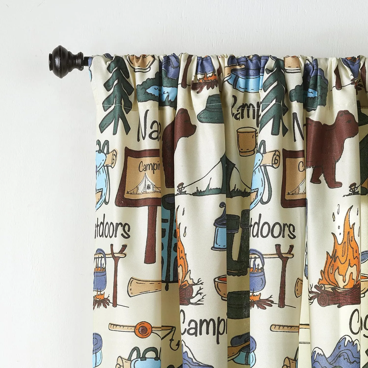 The Lakeside Collection Campsite Icons Window Treatment Panel with Rod Pocket for Hanging - 84"