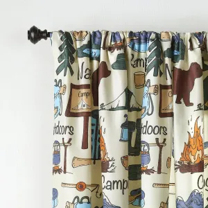 The Lakeside Collection Campsite Icons Window Treatment Panel with Rod Pocket for Hanging - 84"