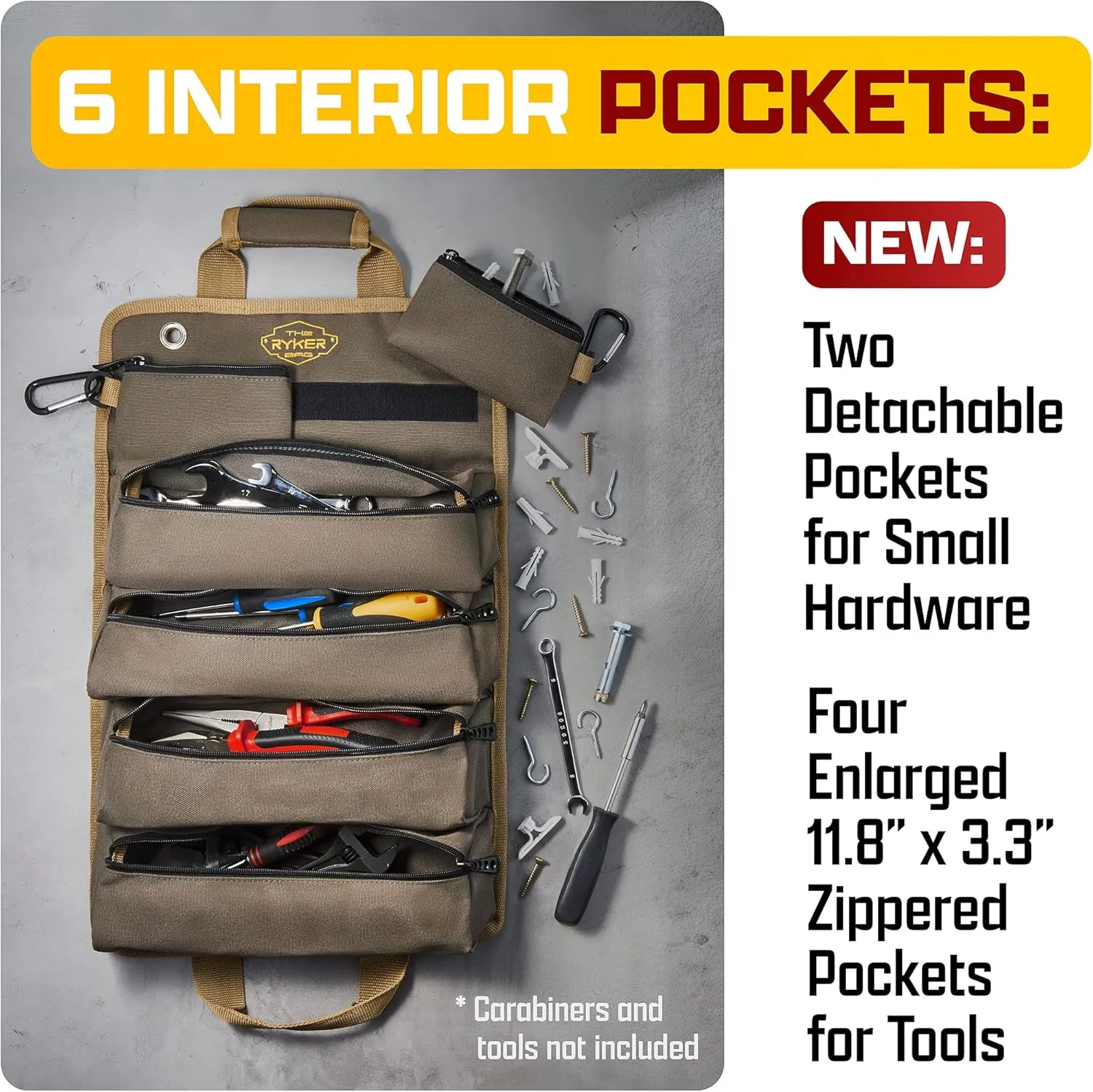 The Ryker Roll Up Tool Bag Organizer - Personalized Customized Name Gifts for Him/Men/Dad Gifts Roll Up Small Tool Bag Organizer Tools Bags gift for Mechanic, Electrician, Plumber or Hobbyist
