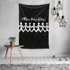 Three Music Days Grace Band One-X Tapestry Art Wall Hanging Tapestries Room Decor For Living Room College Dormitory Room Home Decoration 60x40inch