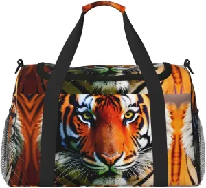 Tiger Stripes Orange Pattern print Weekender Overnight Carry On Bag Gym Luggage Bag Duffel Bag for Travel Women