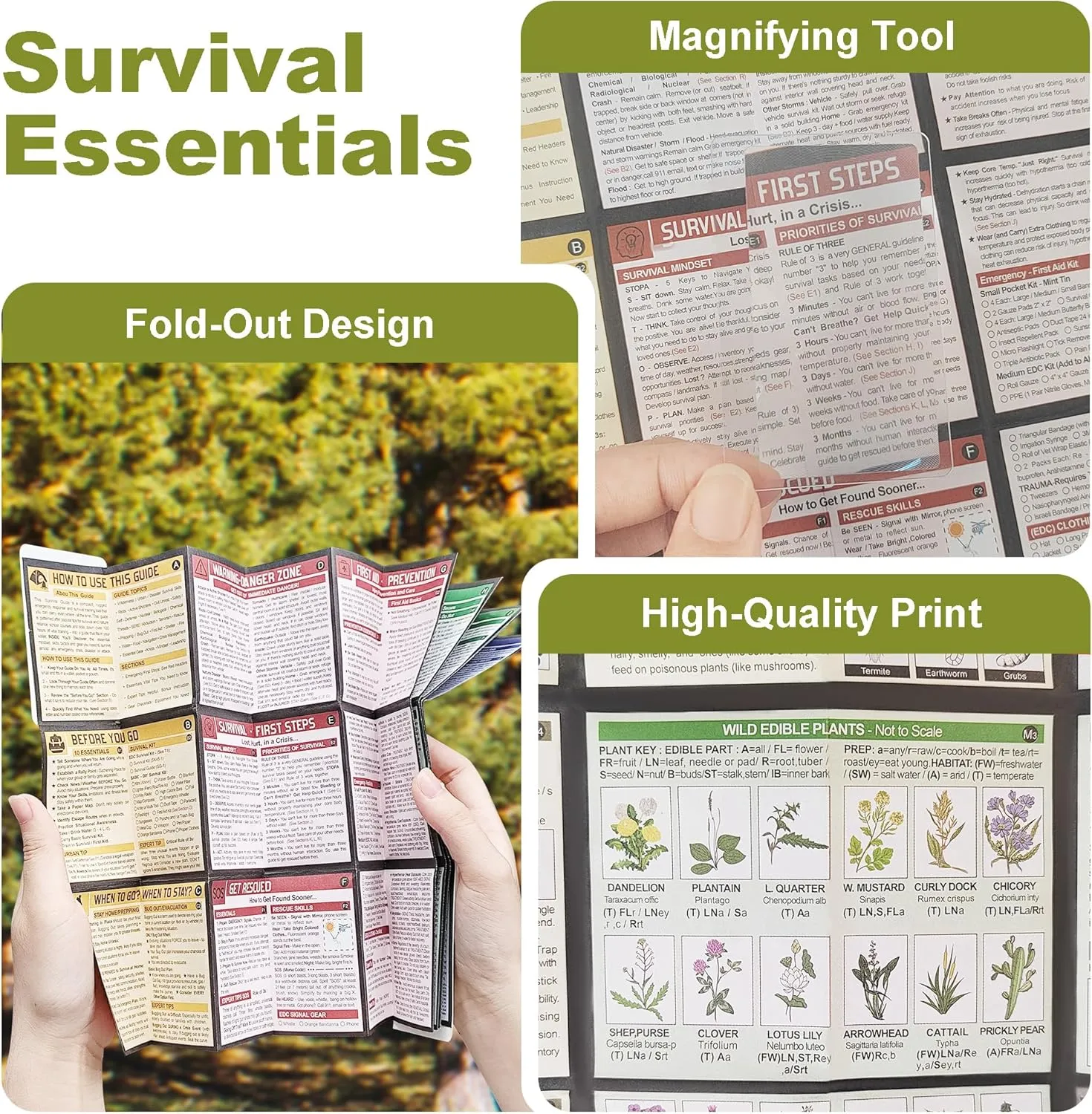 Tiny Pocket Survival Guide EDC Survival Kits Military Grade for Field Emergency, First Aid, Disaster, and Rural Urban Preparedness