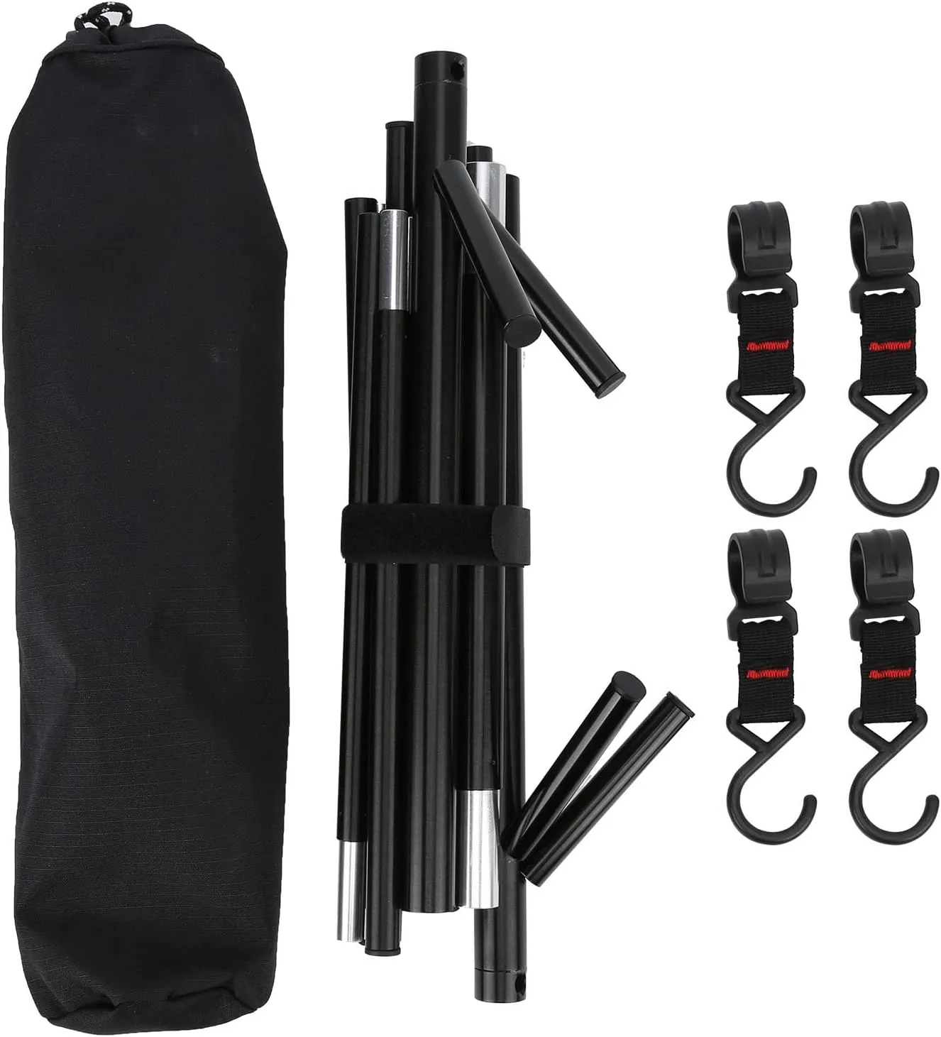 Tissting 30.5x25.5x16.7in Outdoor Camping Cookware Hanging Rack Portable Foldable Triangular Storage Rack 8kg Bearing Weight with 4 Hooks for Hanging Kettles, Camping Pots, Bowls, Clothes Socks
