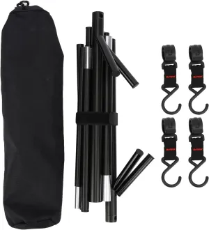 Tissting 30.5x25.5x16.7in Outdoor Camping Cookware Hanging Rack Portable Foldable Triangular Storage Rack 8kg Bearing Weight with 4 Hooks for Hanging Kettles, Camping Pots, Bowls, Clothes Socks