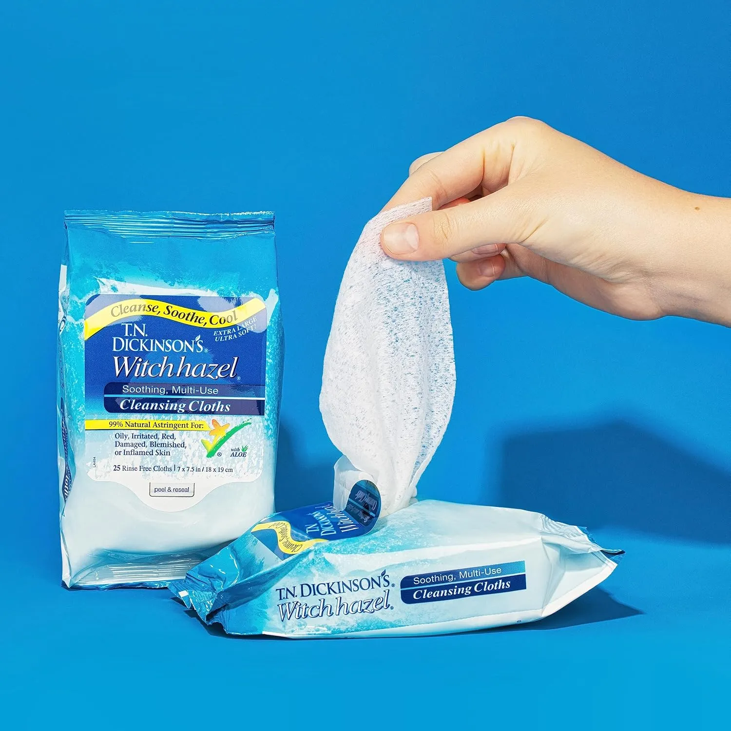 T.N. Dickinson's Witch Hazel Soothing Cleansing Cloth 4 Pack 25 Count & New Soothing Cleansing Cloth 25 Count