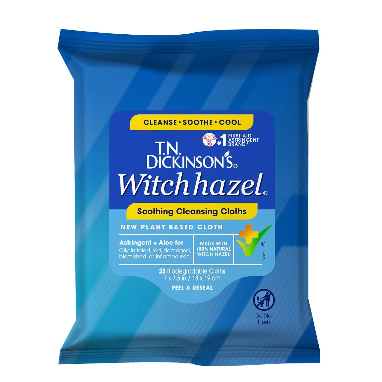T.N. Dickinson's Witch Hazel Soothing Cleansing Cloth 4 Pack 25 Count & New Soothing Cleansing Cloth 25 Count