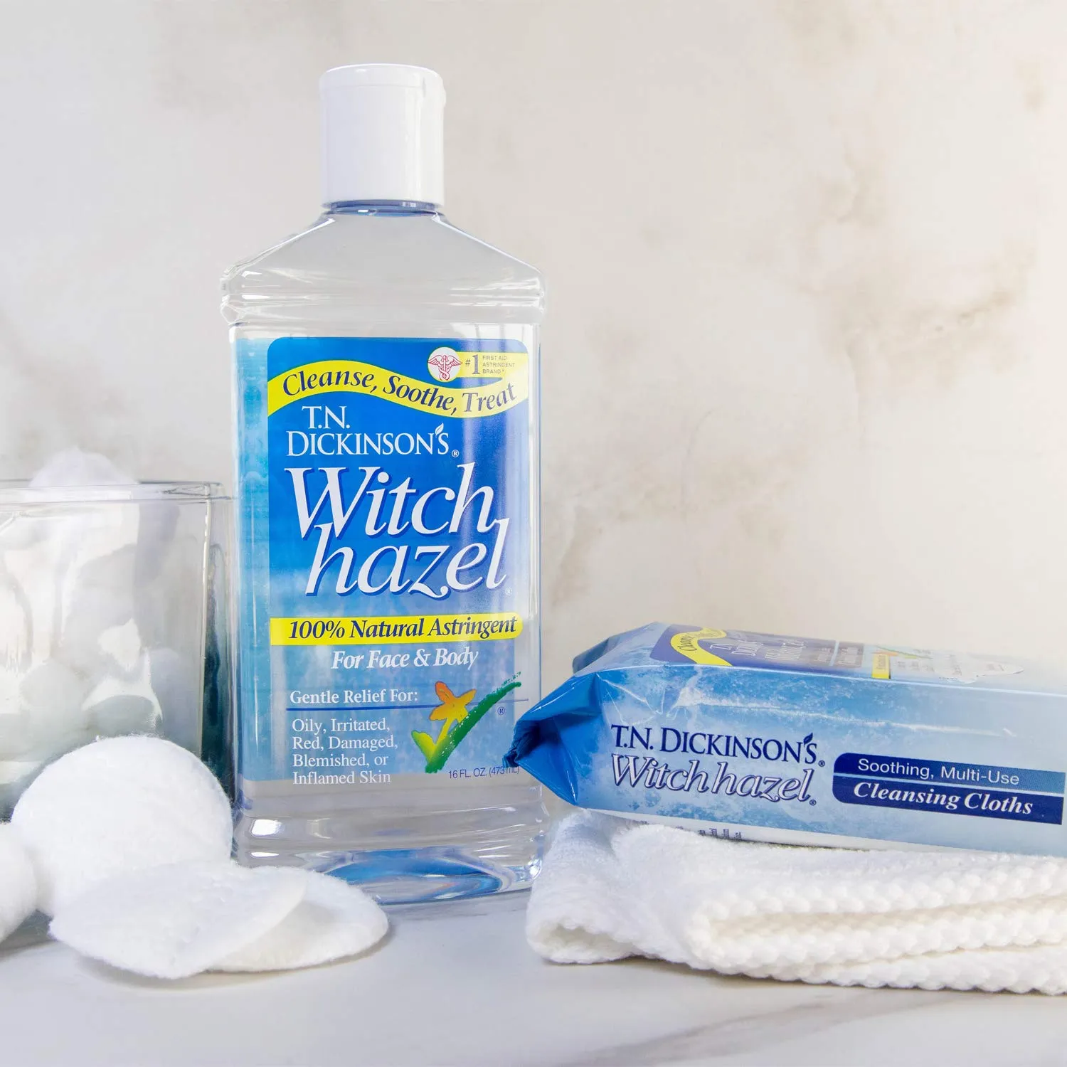 T.N. Dickinson's Witch Hazel Soothing Cleansing Cloth 4 Pack 25 Count & New Soothing Cleansing Cloth 25 Count