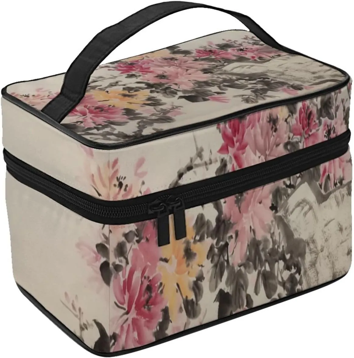 Toiletry Bag for Women Men Dopp Kit Travel Makeup Bag Make Up Organizers Cosmetic Bag Ink Flower Painting Hanging Toiletry Bag Shaving Bag with Large Capacity for Travel