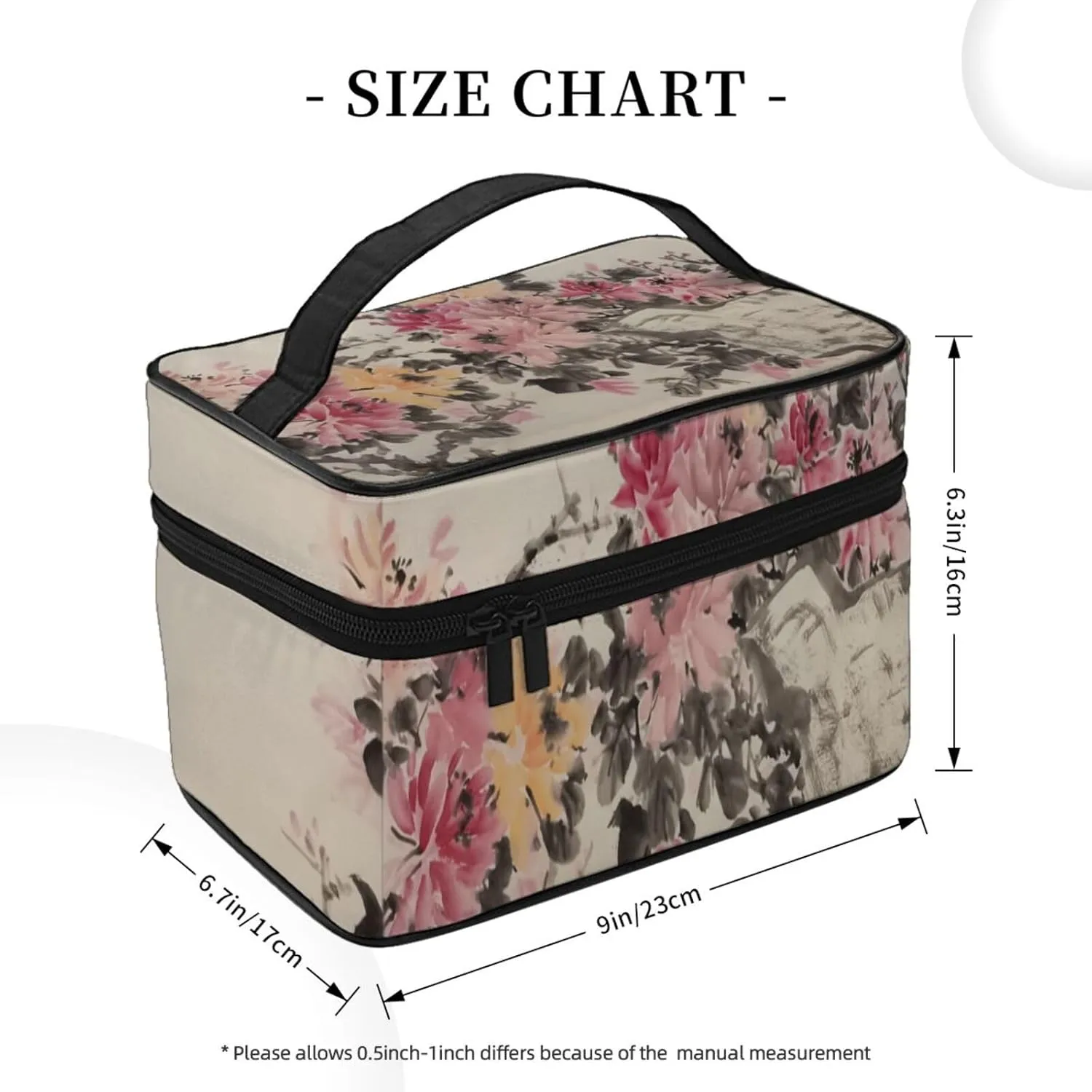 Toiletry Bag for Women Men Dopp Kit Travel Makeup Bag Make Up Organizers Cosmetic Bag Ink Flower Painting Hanging Toiletry Bag Shaving Bag with Large Capacity for Travel