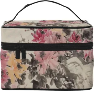 Toiletry Bag for Women Men Dopp Kit Travel Makeup Bag Make Up Organizers Cosmetic Bag Ink Flower Painting Hanging Toiletry Bag Shaving Bag with Large Capacity for Travel