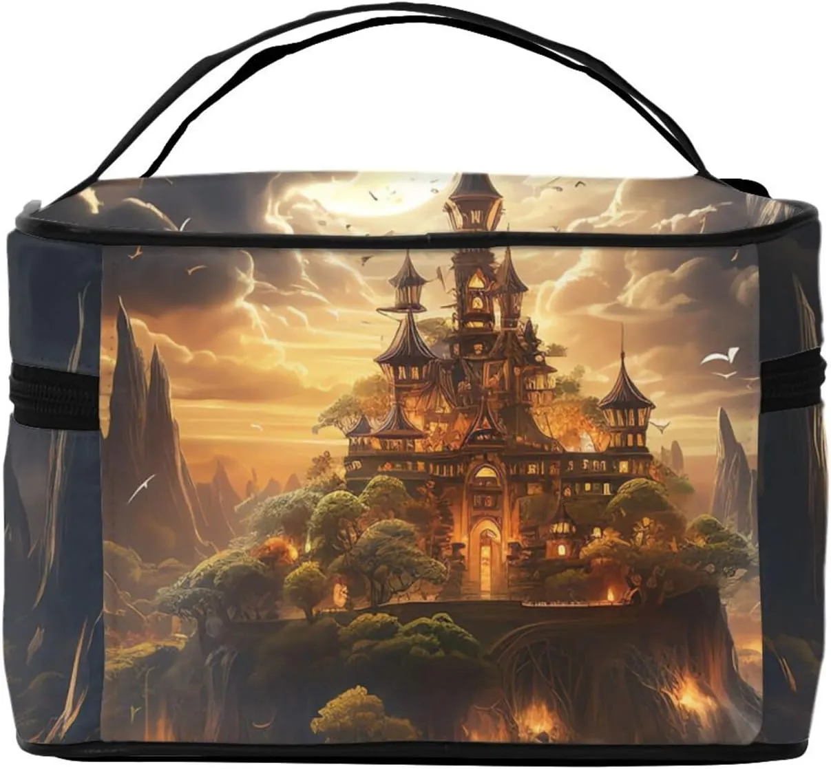 Toiletry Bag for Women Men Dopp Kit Travel Makeup Bag Make Up Organizers Cosmetic Bag Moonlight Castle Hanging Toiletry Bag Shaving Bag with Large Capacity for Travel