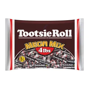 Tootsie Roll Mega Mix, 5 Different Shapes and Sizes of Classic Chocolatey Tootsie Rolls - 4 Pound Bag