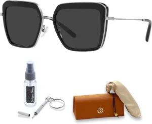 Tory Burch TY6099 Square Sunglasses with Plastic Lenses for Women   BUNDLE With Designer iWear Eyewear Kit
