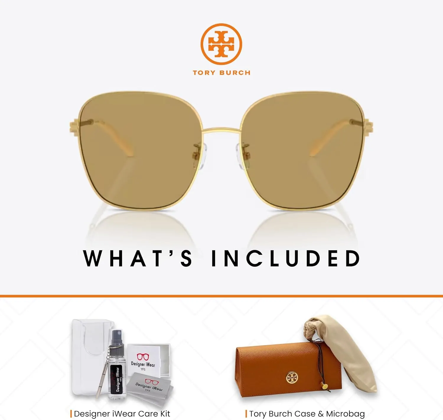 Tory Burch TY6108 Square Sunglasses for Women   BUNDLE With Deisgner iWear Complimentary Eyewear Kit