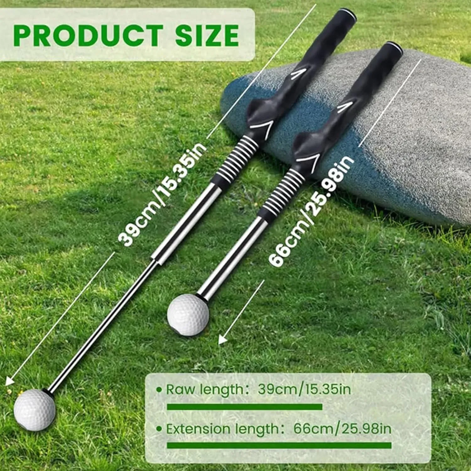 Toselfwith Telescopic Club, Retractable Golf Swing Training Aid, Golf Grip Trainer with Click Feedback, Strength & Tempo Training for Chipping Hitting, for Right & Left-Handed Golfers