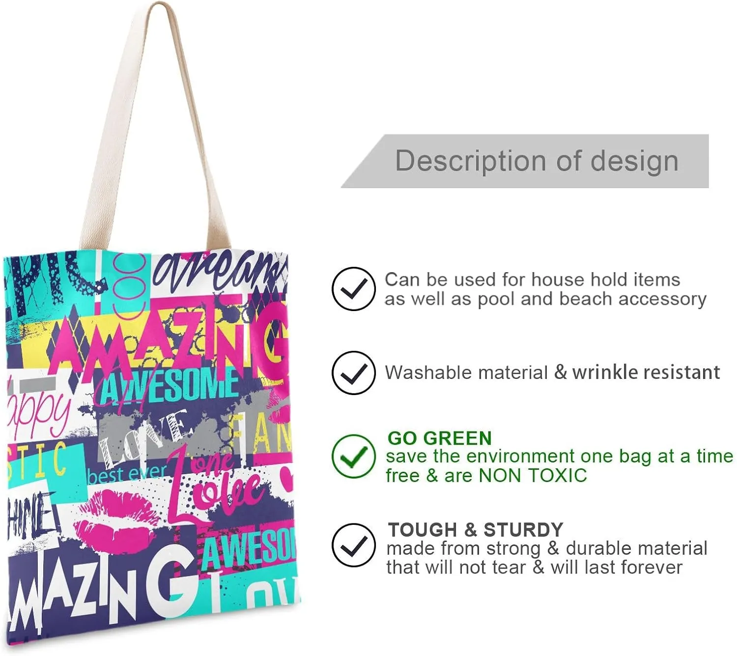 Tote Bag for Women Foldable Tote Bag With Pouch Large Shoulder Bag Top Handle Handbag for Travel Work Pattern 1