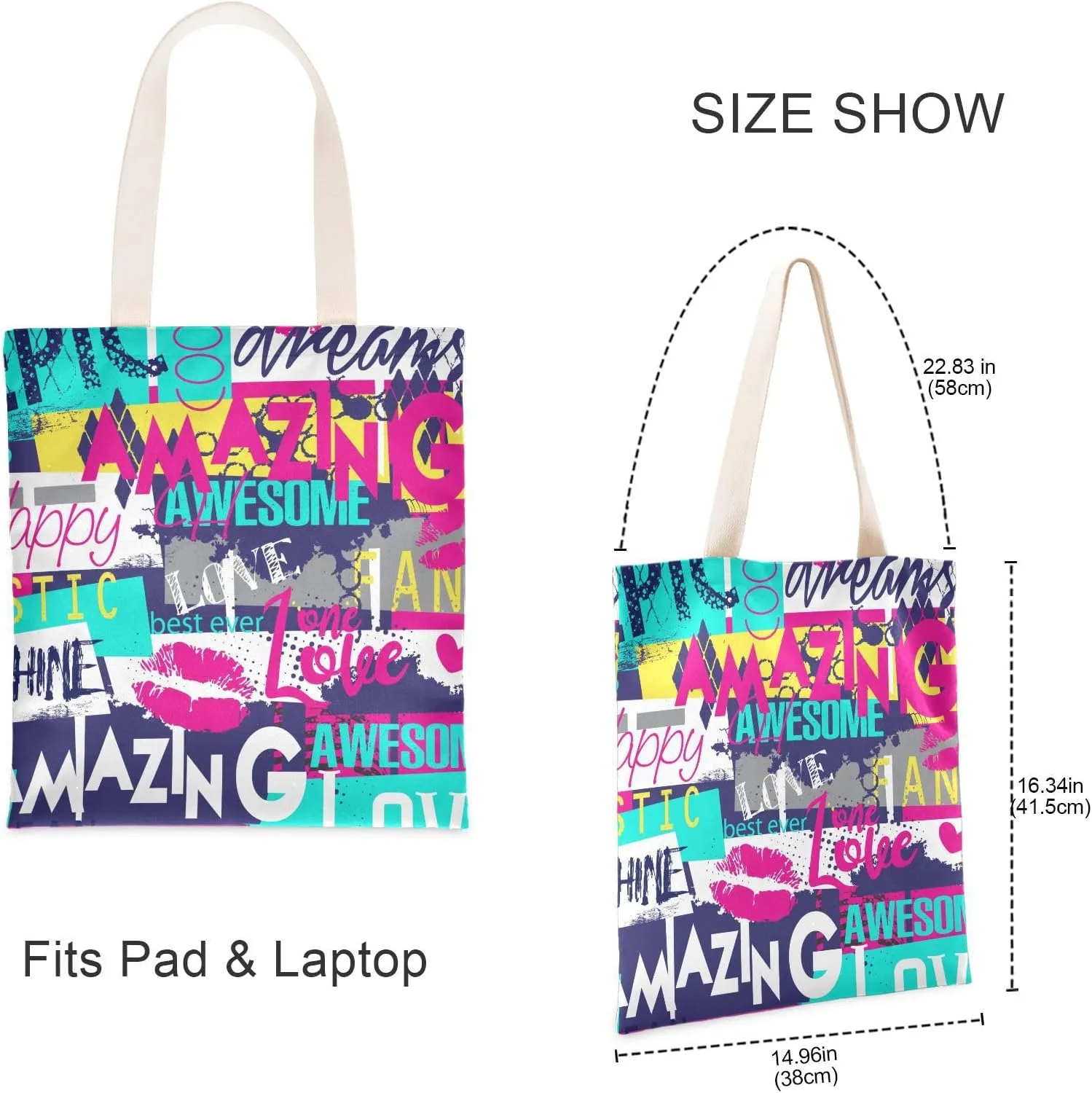 Tote Bag for Women Foldable Tote Bag With Pouch Large Shoulder Bag Top Handle Handbag for Travel Work Pattern 1