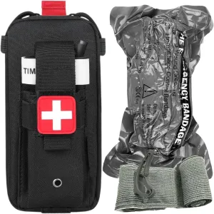 Tourniquet Pouch (Israeli Bandage   Pouch), Portable IFAK Pouch Small Trauma Medical Kit Tactical First Aid Pouch, Emergency EMT for Camping and Hiking (Black)