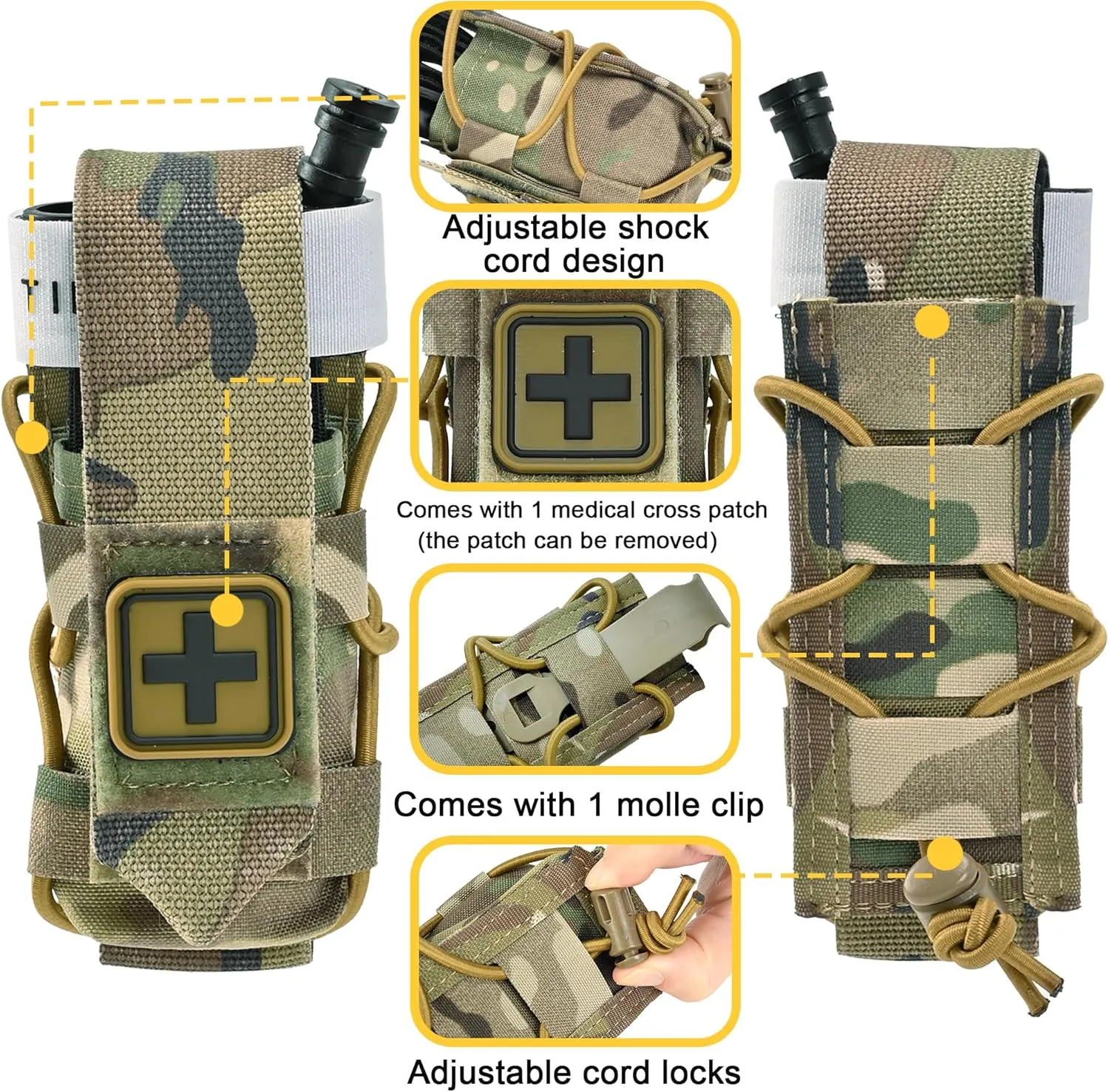 Tourniquet Pouch with Molle Clip,SABADO Tourniquet Holder Removeable Flap Cover,TQ Pouch for Duty Belt and Tactical Vest