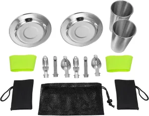 Toyvian 1 Set Portable Stainless Steel Cutlery Set Travel Friendly Tableware for Camping Hiking and Picnics Durable Heat Resistant Mirror Polished Utensils for