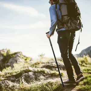Travel Folding Trekking Hiking Pole,Collapsible Cane Adjustable Walking Stick Portable Mobility Aid for Women Men Hikers Gift,Black