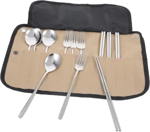 Travel Utensils Set Storage Bag 1 Set of Camping Flatware Kit for Hiking Picnic Bbq