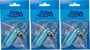 TREE OF LIFE REV. 22:14 Catholic Holy Water Bottle, Aqua Keychain Container Kit with Plastic Eyedropper & Glass Vial