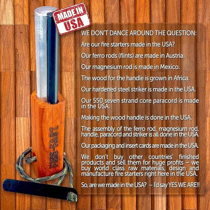 Trekker. Best Emergency Waterproof Survival Fire Starter. Magnesium and Euro Fire Steel Ferro Rod. Compact Durable Tool for Bushcraft, Camping, Backpacking, Hiking, Hunting, or Bug Out Bag