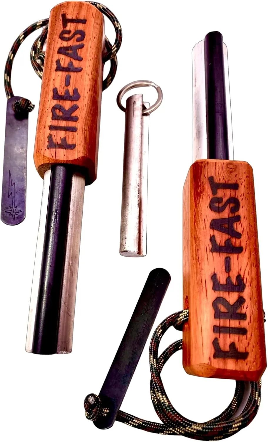 Trekker. Best Emergency Waterproof Survival Fire Starter. Magnesium and Euro Fire Steel Ferro Rod. Compact Durable Tool for Bushcraft, Camping, Backpacking, Hiking, Hunting, or Bug Out Bag