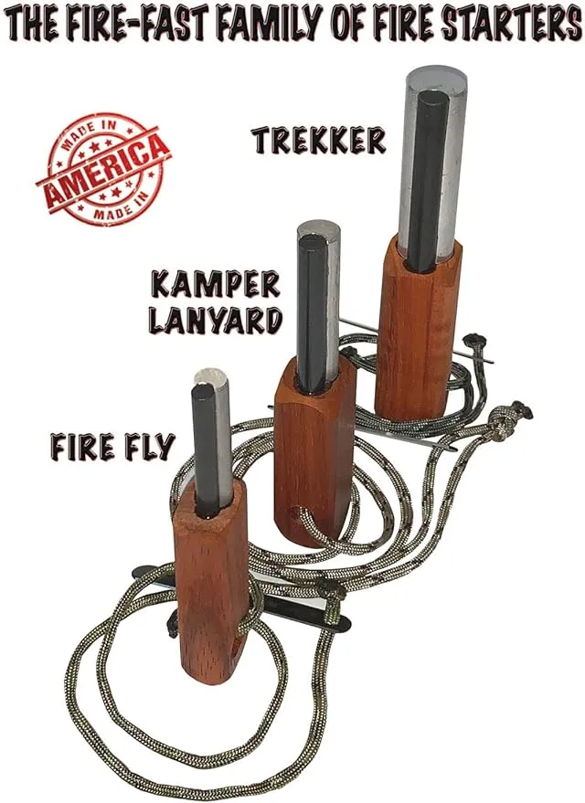 Trekker. Best Emergency Waterproof Survival Fire Starter. Magnesium and Euro Fire Steel Ferro Rod. Compact Durable Tool for Bushcraft, Camping, Backpacking, Hiking, Hunting, or Bug Out Bag