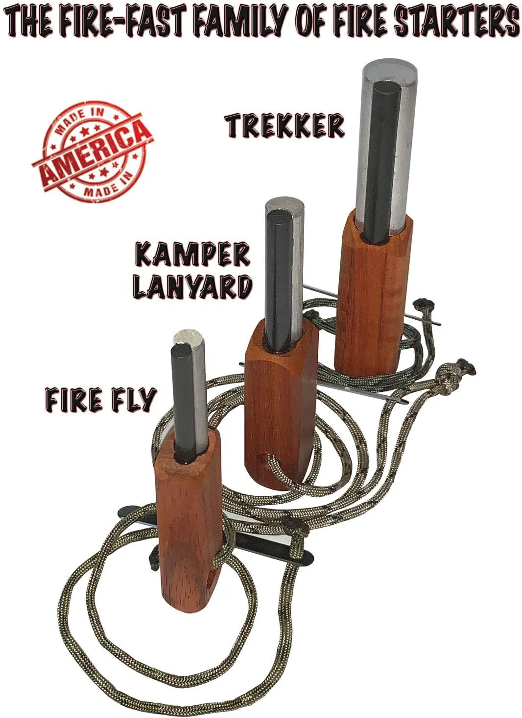 Trekker. Best Emergency Waterproof Survival Fire Starter. Magnesium and Euro Fire Steel Ferro Rod. Compact Durable Tool for Bushcraft, Camping, Backpacking, Hiking, Hunting, or Bug Out Bag