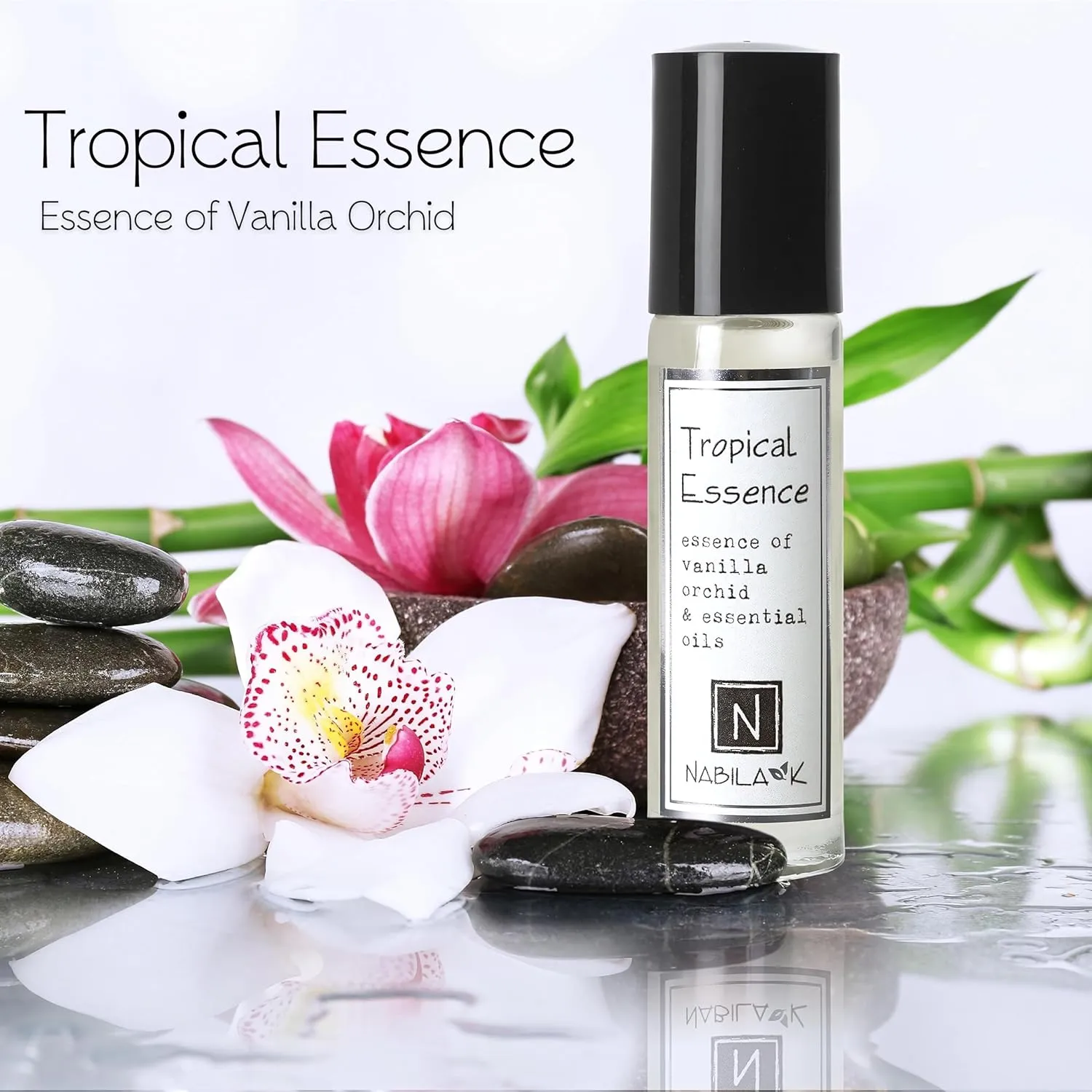 Tropical Essence Roll-on Perfume with Orchid Flower Oil Alcohol-Free, All-Natural, Organic, Long-Lasting Fragrance - Travel-Size Perfume for Women - TSA Approved, 0.33 oz / 10 ml
