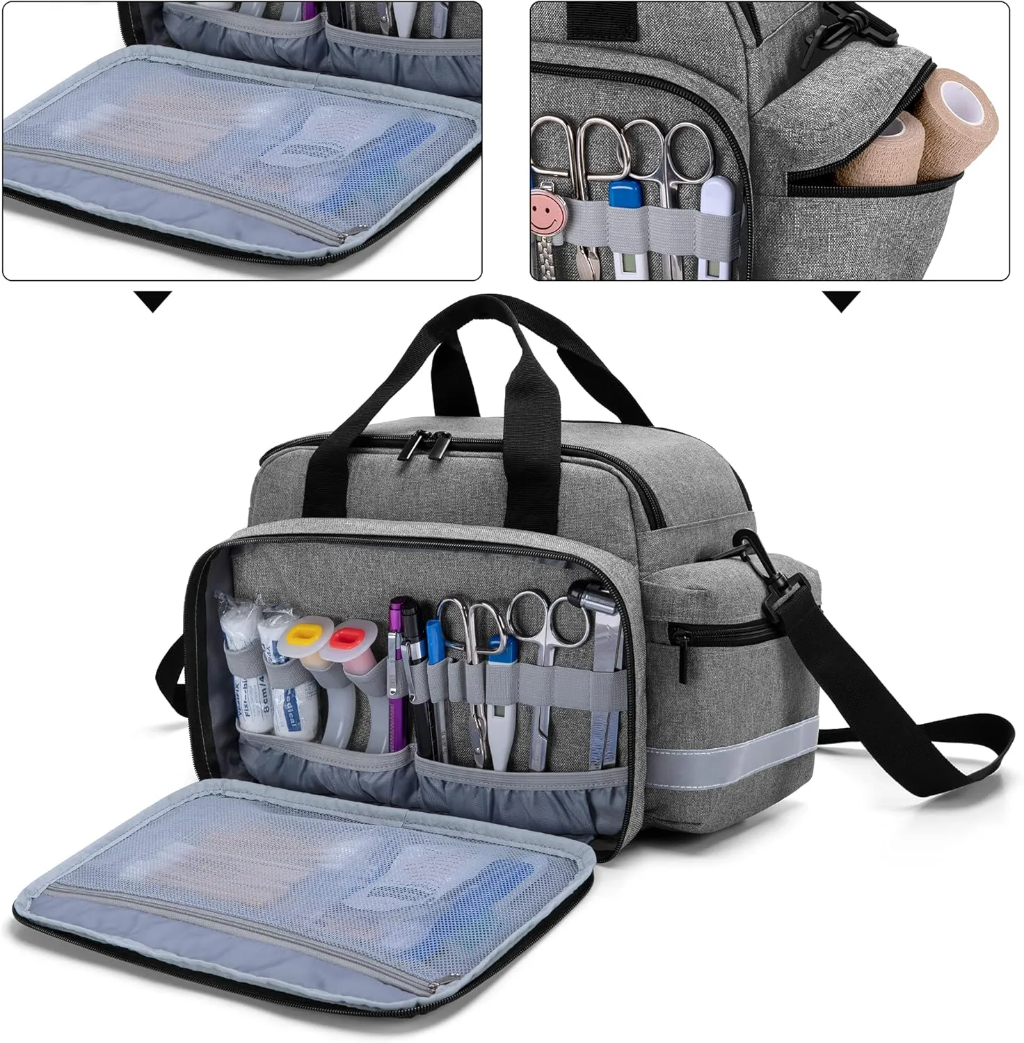 Trunab Home Health Nurse Bag Medical Bag Organizer with Handle and Shoulder Strap for Home Visit, Travel, Nursing Student