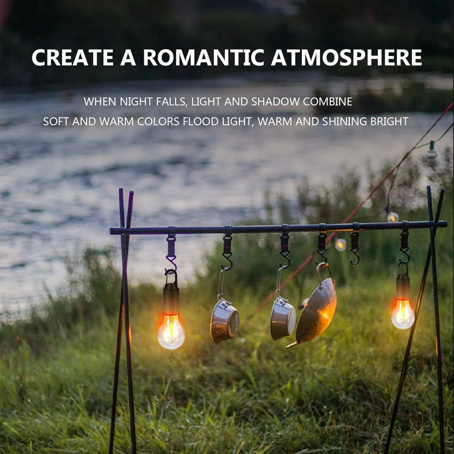 Truthous Solar Camping Light - 2025 New Solar Rechargeable Hooked Camping Light, Hanging Lights Bulb Outdoor Waterproof for Emergencies, Remote Control Three-Level Adjustment (2PCS)