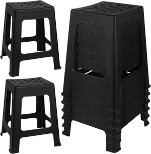 TURSTIN 6 Pack Plastic Stools 16.9 Inch Black Nesting Stools Portable Backless Bar Stool Flexible Seating Chairs for Classroom Office Home
