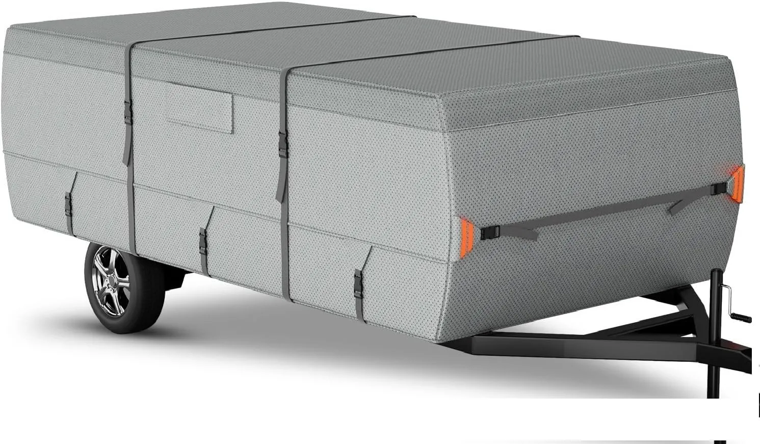 Tuszom Pop Up Camper Cover, 7 Layers Waterproof Folding Camping Trailer Cover for Snow Upgraded Tearproof RV Cover with 5 2 Windproof Strapsand Storage Bag (Gray, Fits 10' - 12')