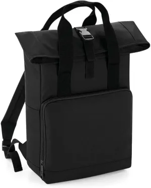 Twin Handle Roll-Top Backpack BG118 - Polyester Rucksack Travelling Bag - Black