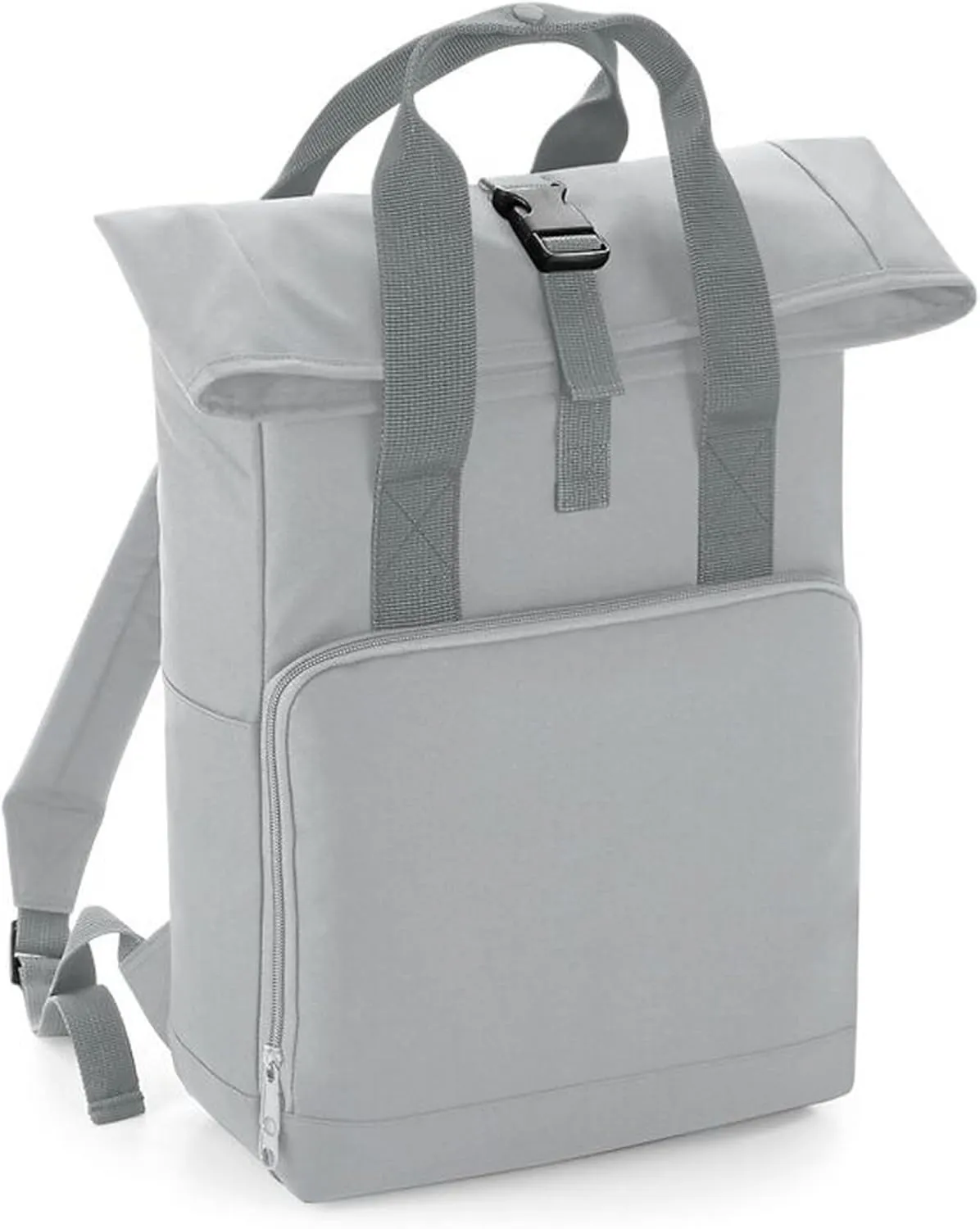 Twin Handle Roll-Top Backpack BG118 - Polyester Rucksack Travelling Bag - Light Grey