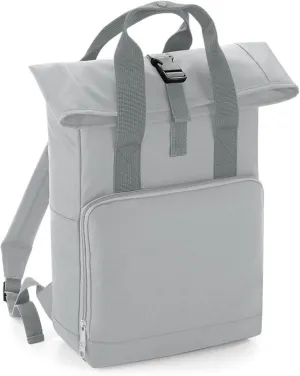 Twin Handle Roll-Top Backpack BG118 - Polyester Rucksack Travelling Bag - Light Grey