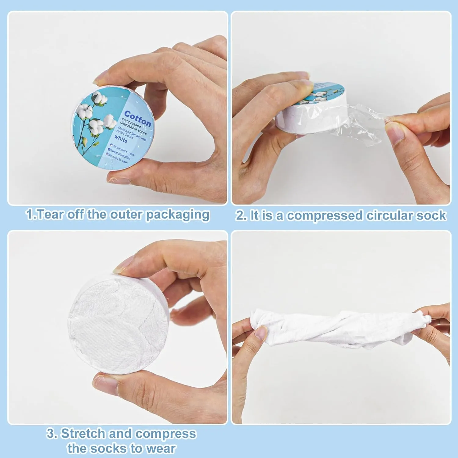 twoworld Disposable Socks for Women and Men,Compressed Socks,Disposable Socks for Travel,White Cotton Socks Ankle