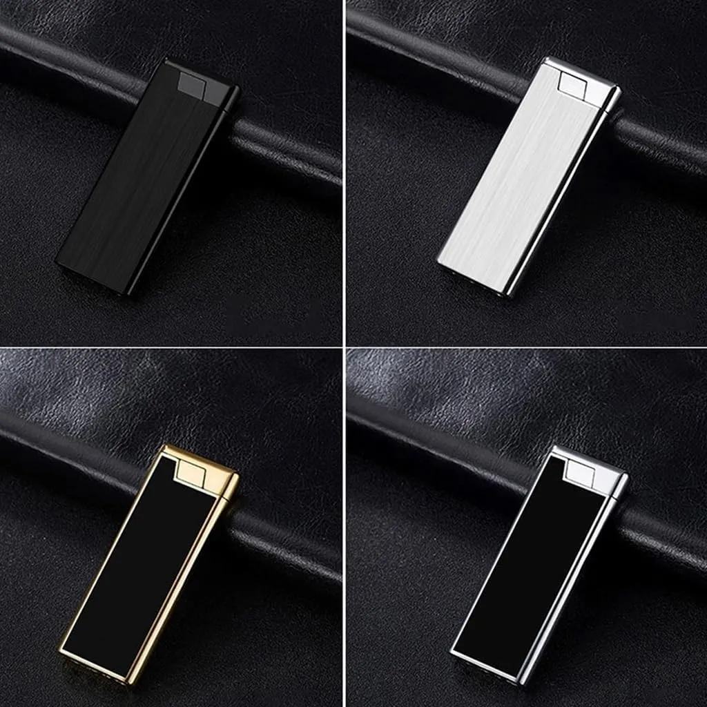 Ultra-Thin Portable Side Pulley Ignition Soft Flame Torch Lighter, Metal Butane Gas Lighter, Adjustable Flame, Mini Portable, High-End Gift for Men(Black)