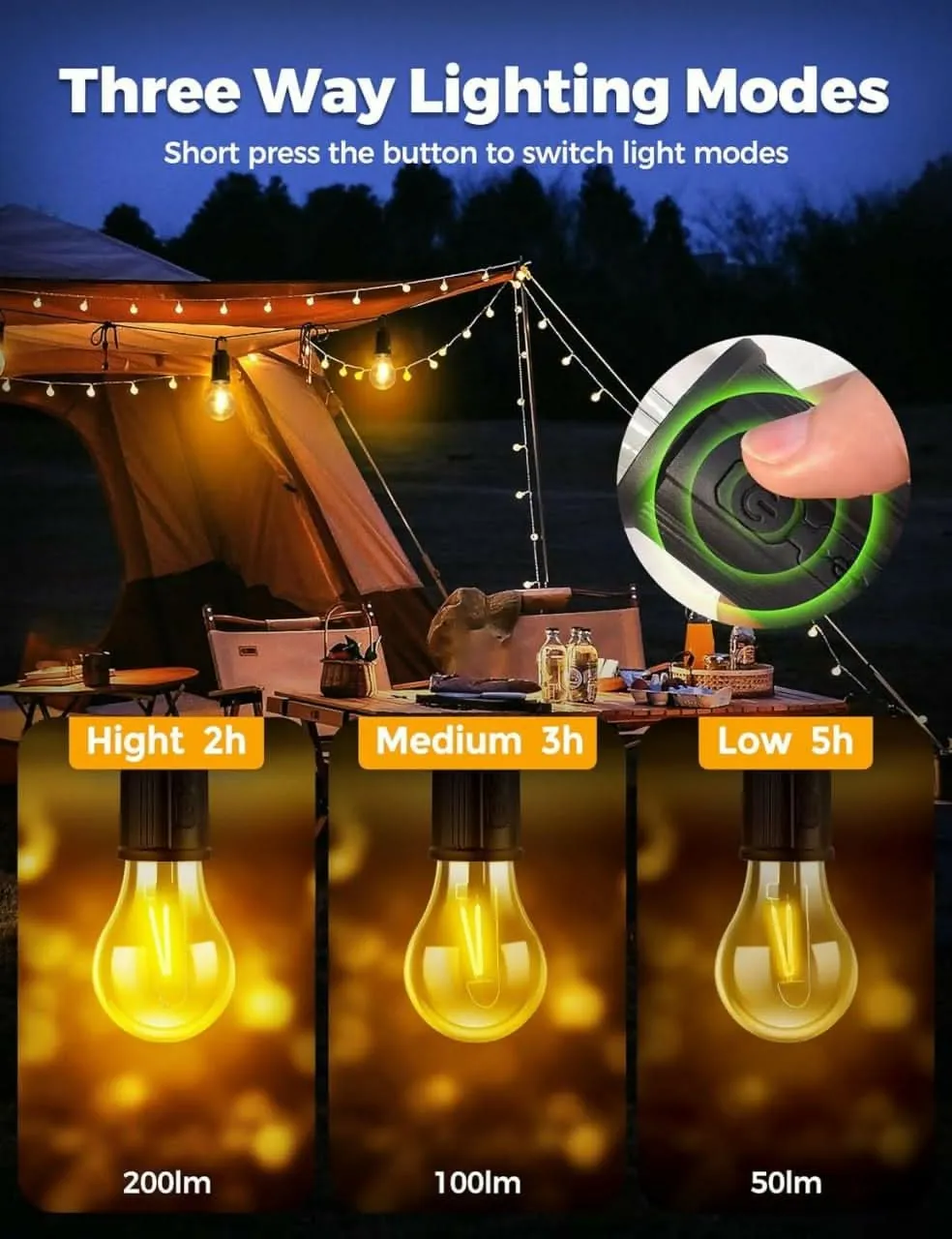 Unbreakable rechargeable Hanging Bulb for travel / Outdoor