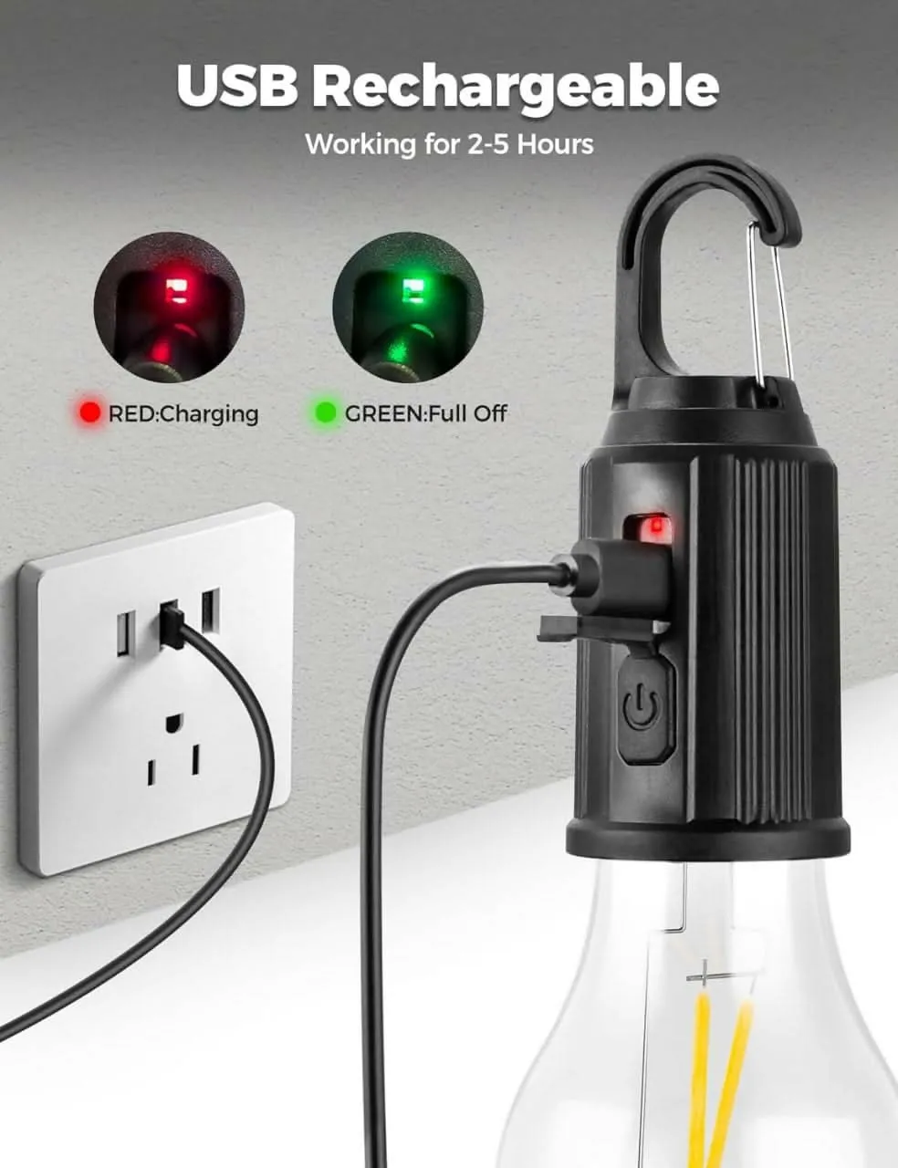 Unbreakable rechargeable Hanging Bulb for travel / Outdoor