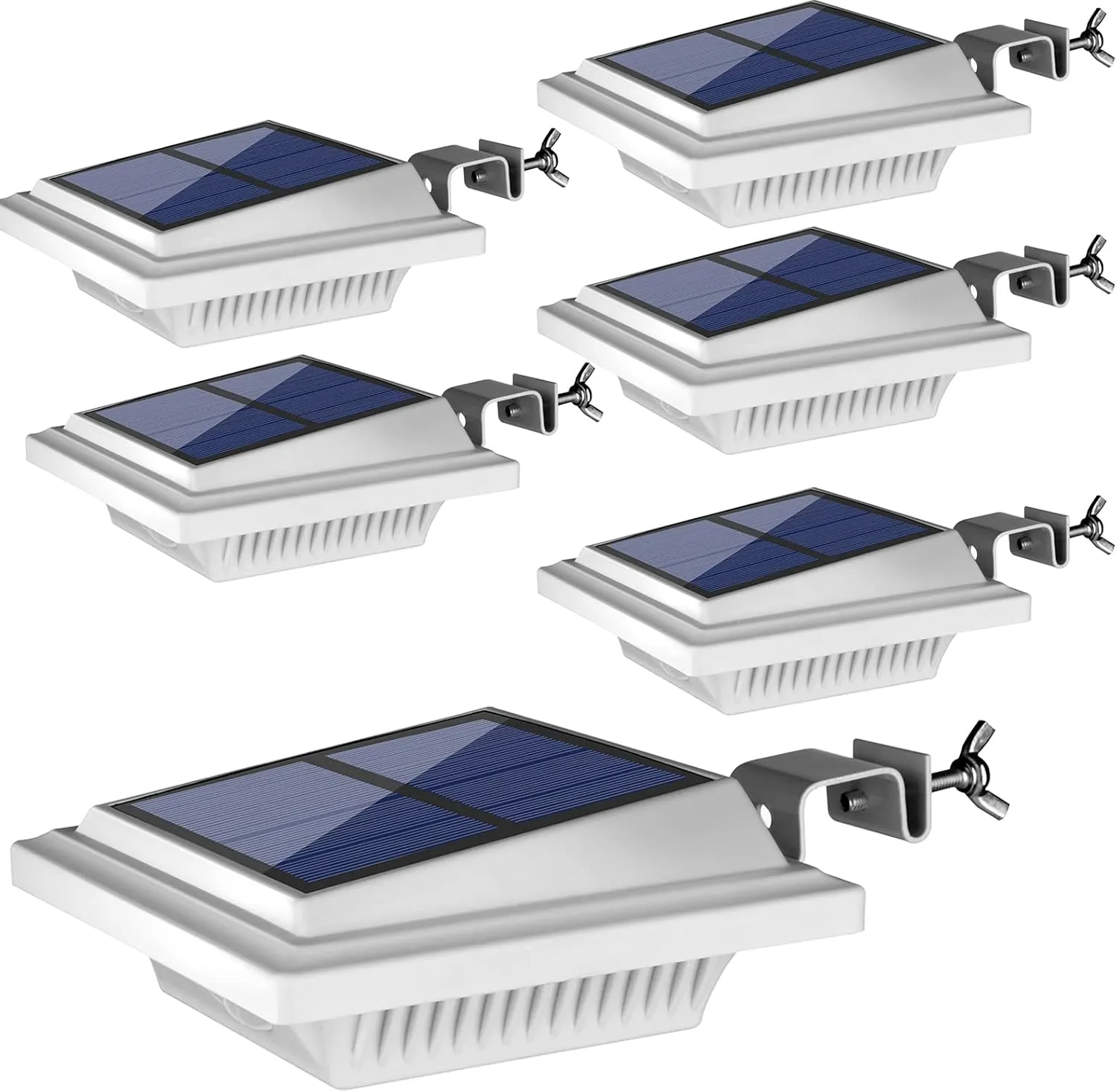 UniqueFire Outdoor Solar Gutter & Fence Lights, 40 LEDs, Waterproof Security Lamps for Eaves, Garden, Landscape, Walkway (6PCS White, Cold Light)
