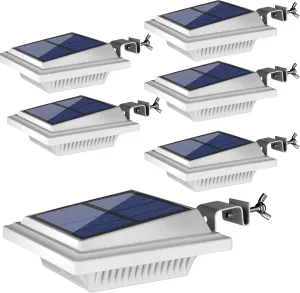 UniqueFire Outdoor Solar Gutter & Fence Lights, 40 LEDs, Waterproof Security Lamps for Eaves, Garden, Landscape, Walkway (6PCS White, Cold Light)