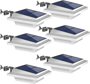 UniqueFire Solar Gutter & Fence Lights - 40 LED Outdoor Waterproof Security Lamps for Eaves, Garden, Landscape & Walkway (6PCS White, Warm Light)