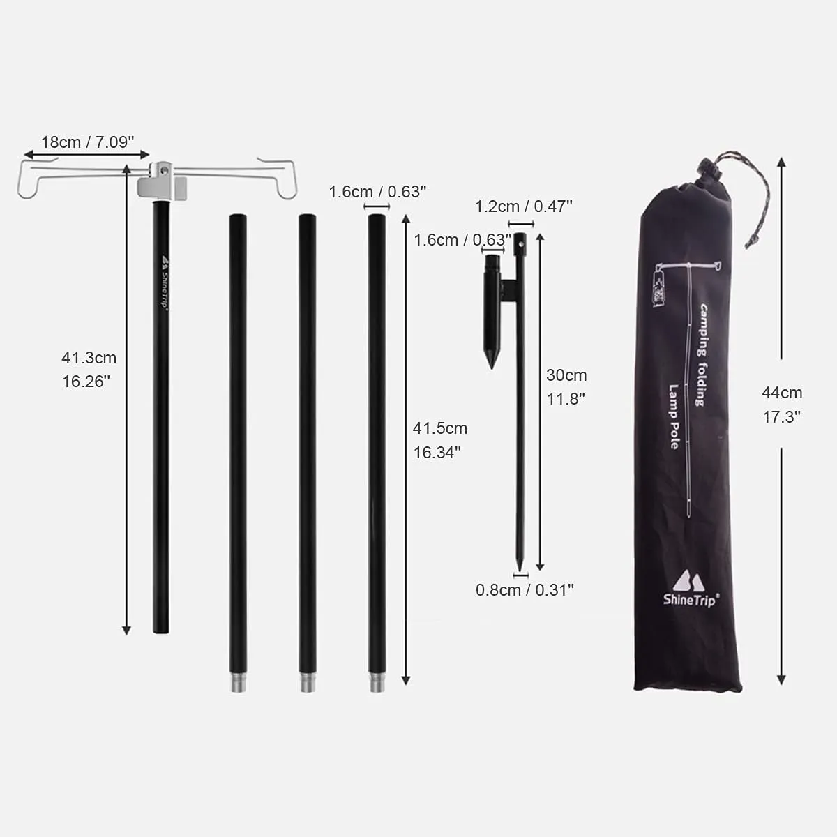 UNISTRENGH Lantern Stand Pole Outdoor Camping Folding Lamp Holder Hook Portable Telescopic Double-end Lighting Pole Retro Light Stand Lantern Hanging Support
